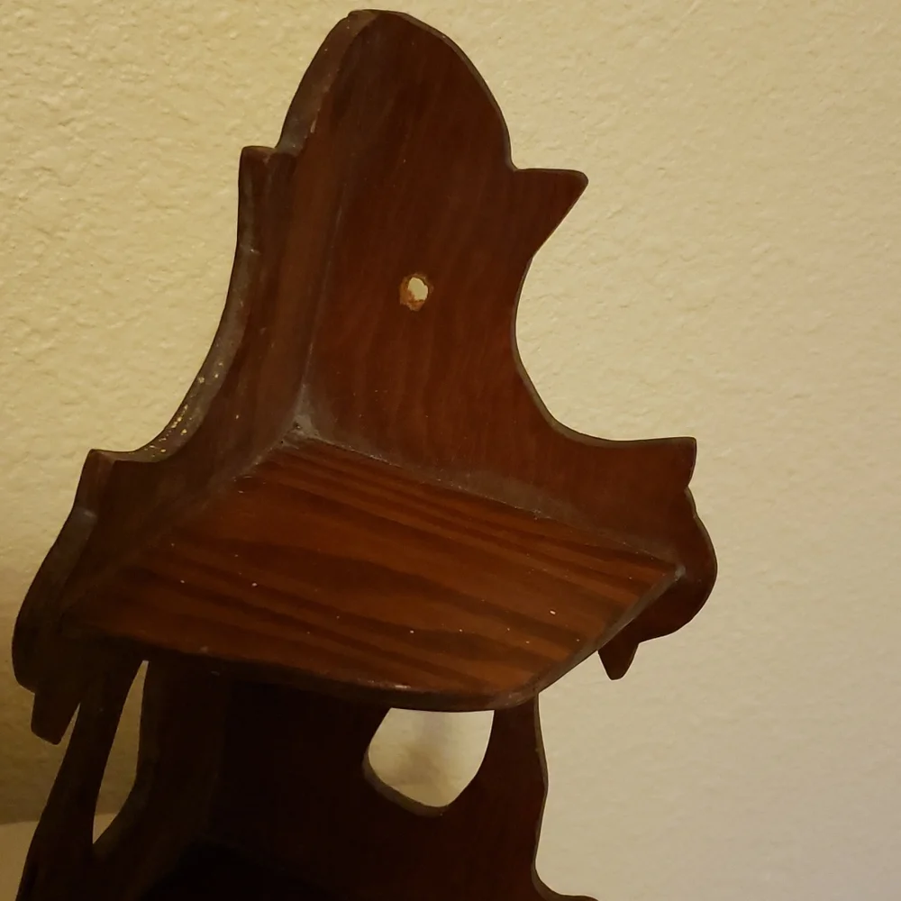 Wooden Two-Tier Wall Display Shelf - Brown